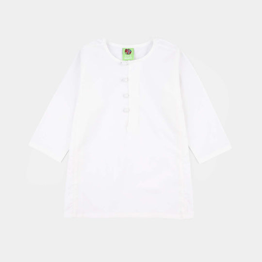 Infant Boys Cotton Poplin Kurta Pajama (Kali) - White
