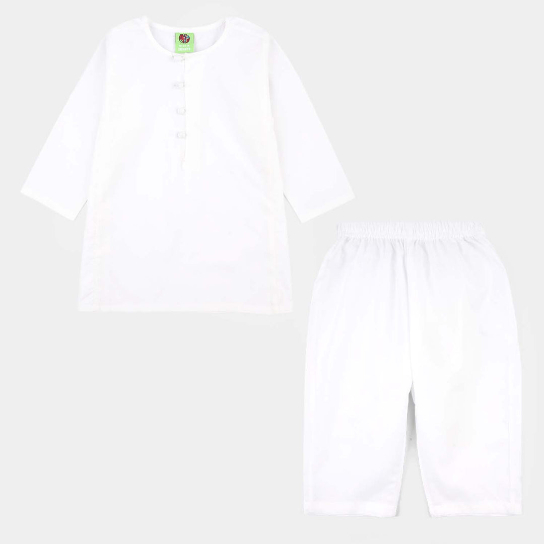 Infant Boys Cotton Poplin Kurta Pajama (Kali) - White