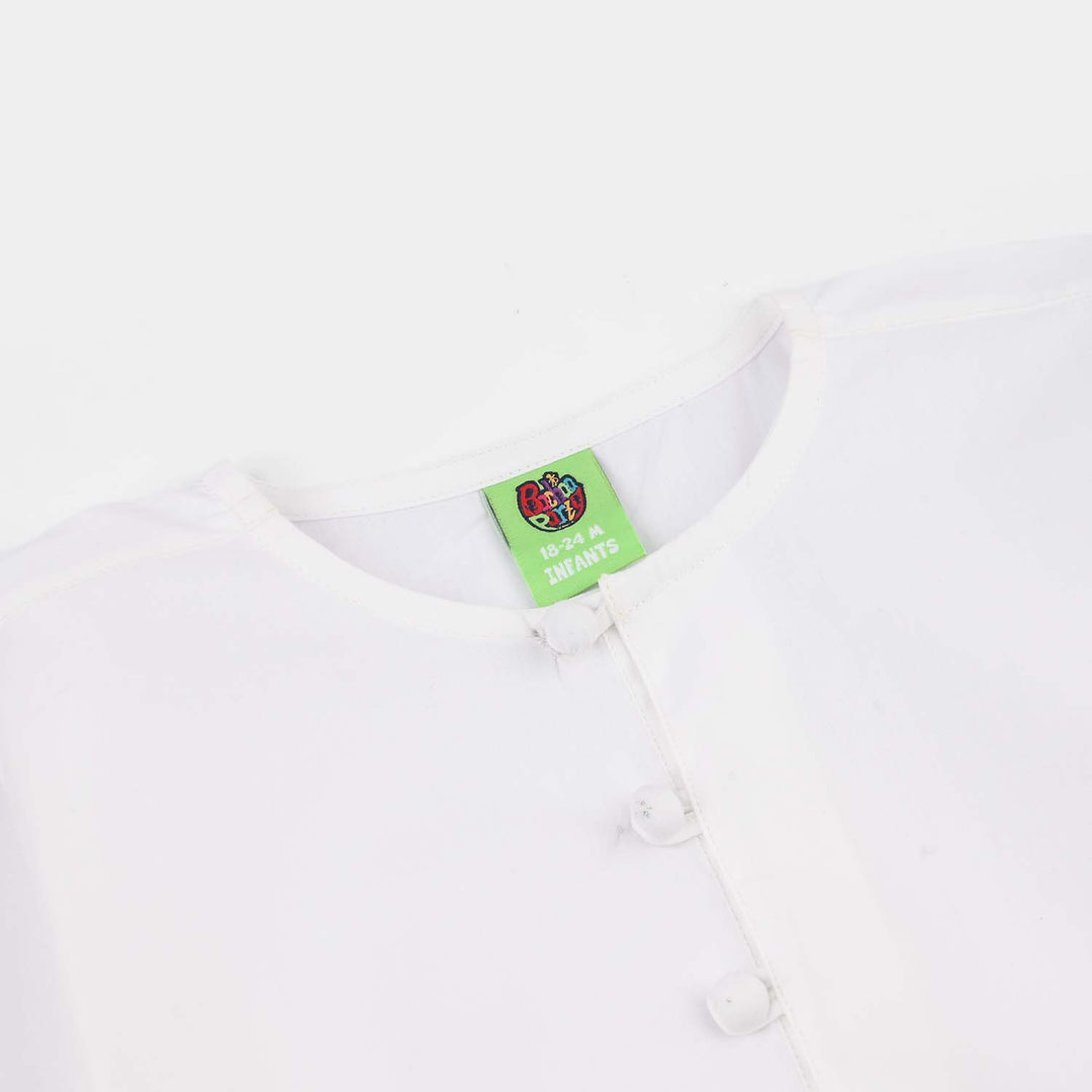 Infant Boys Cotton Poplin Kurta Pajama (Kali) - White