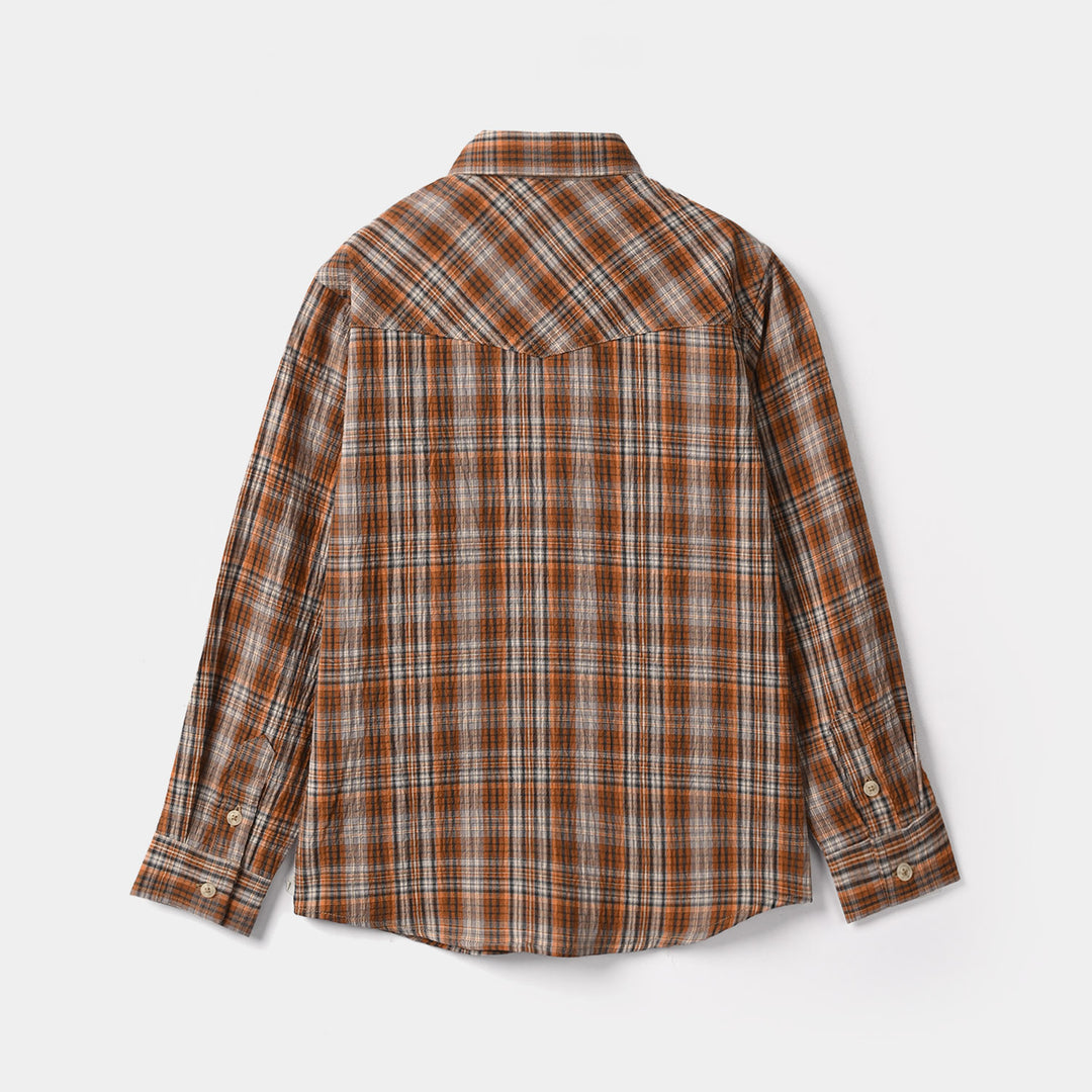 Boys Yarn Dyed Checked Shirt – Brown