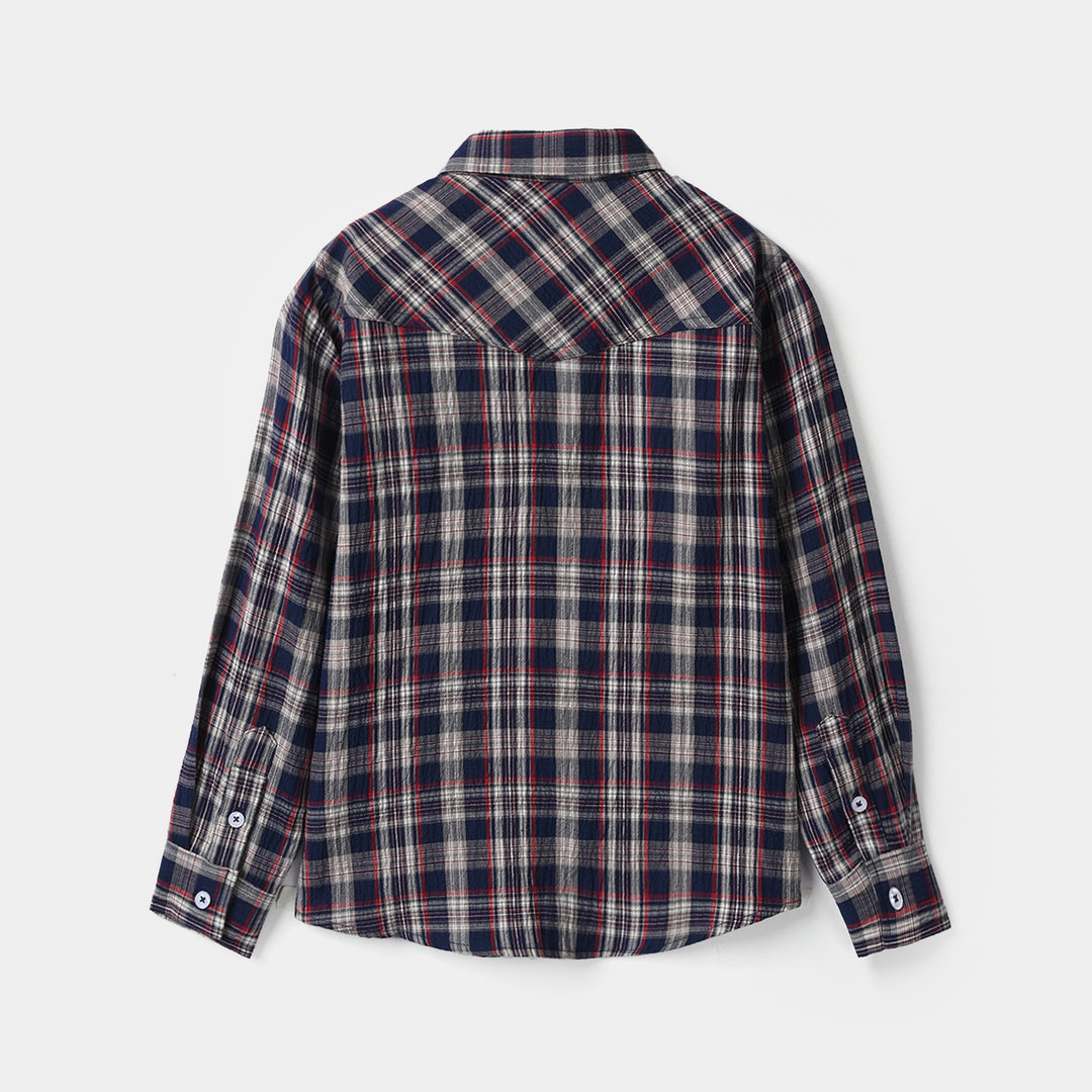 Boys Yarn Dyed Checked Shirt - Blue