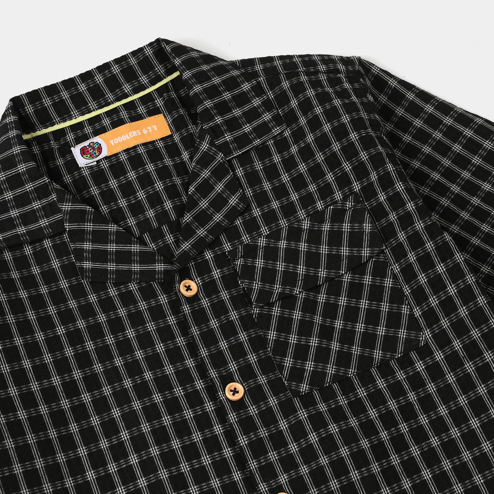 Boys Yarn Dyed Shirt (New Sprit)-BLACK