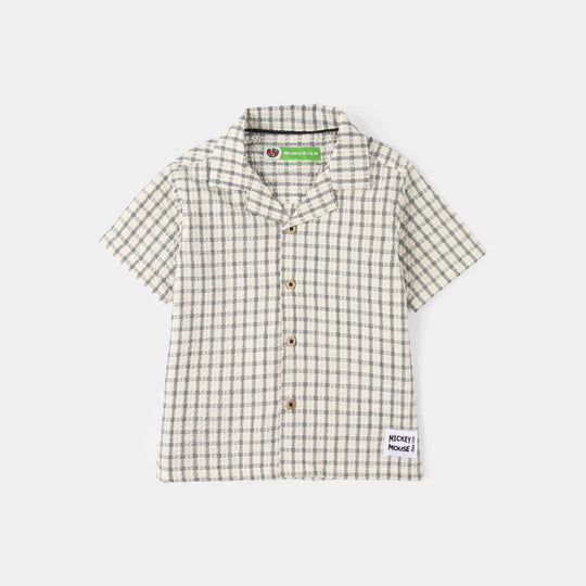 Infant Boys Yarn Dyed Shirt Character - White