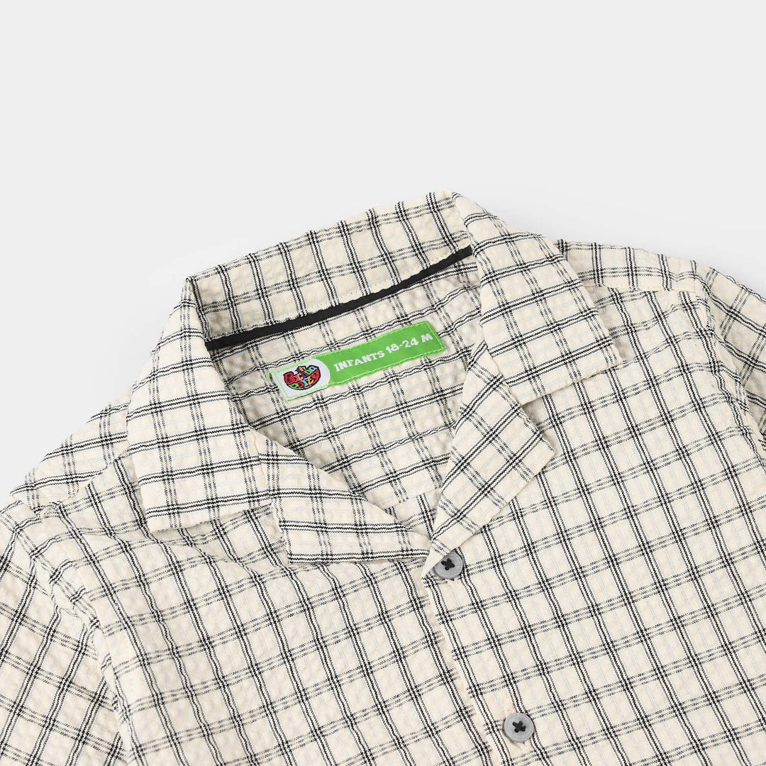 Infant Boys Yarn Dyed Shirt Character - White