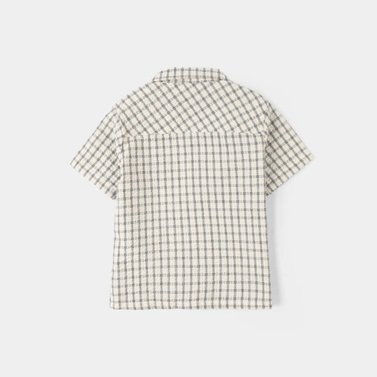 Infant Boys Yarn Dyed Shirt Character - White