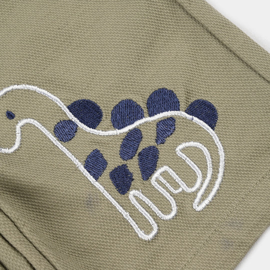 Infant Boys Denim Rigid Overall (Little Dino) - Green