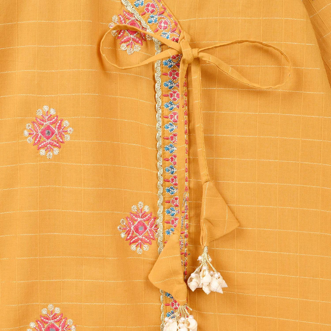 Girls Dobby 3-Piece Set (Sangeet) – Mustard