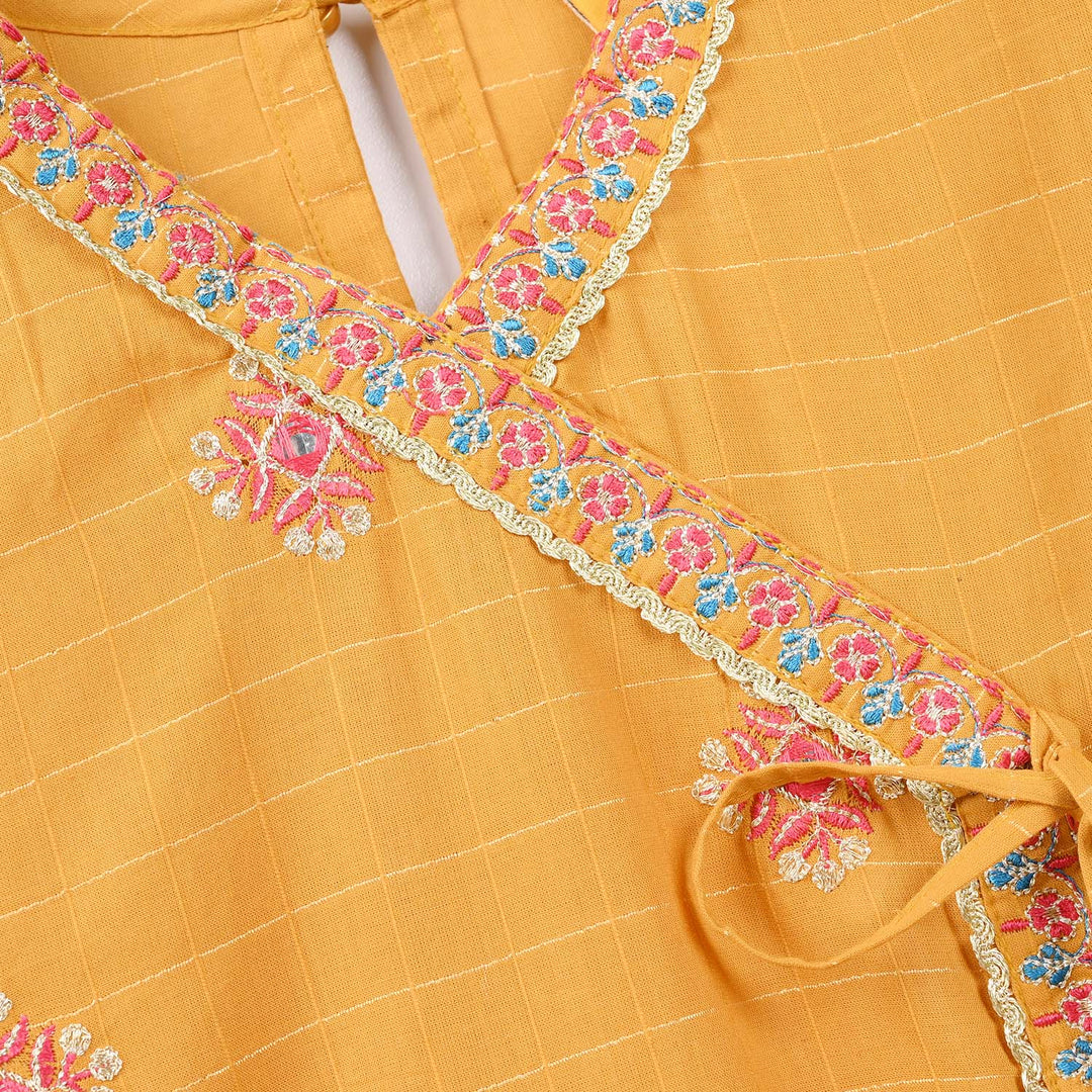 Girls Dobby 3-Piece Set (Sangeet) – Mustard