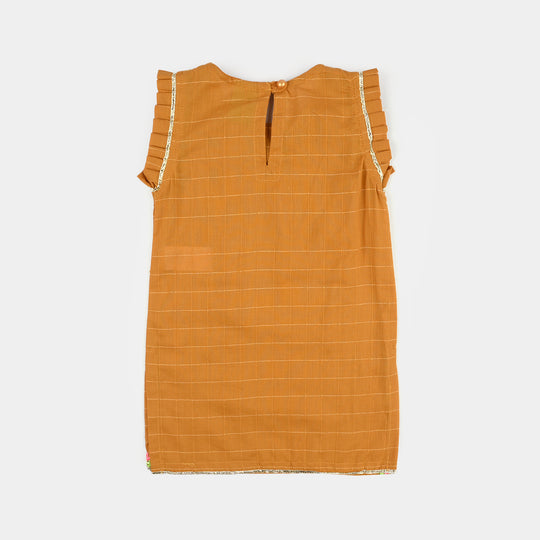 Infant Girls Embroidered Dobby 2Pcs - Mustard