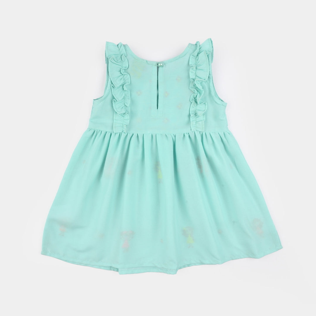 Infant Girls Poly Cambric Embroidered 2Pcs Suit (Pappu Doll) - Mint Green