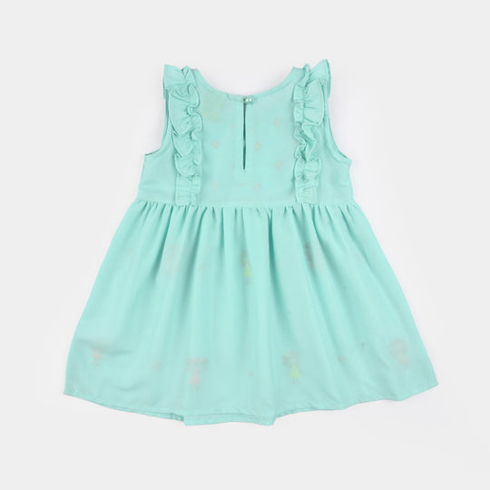 Infant Girls Poly Cambric Embroidered 2Pcs Suit (Pappu Doll) - Mint Green