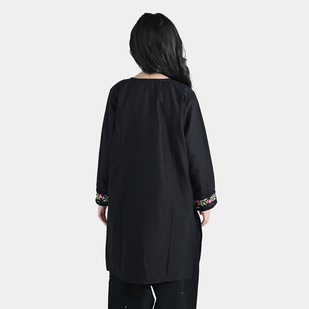 Girls Cotton Embroidered Kurti (Nargis) – Black