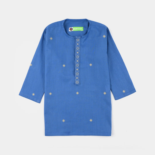 Infant Boys Cotton Slub Printed Kurta (Funk) - Blue