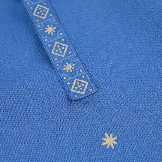 Infant Boys Cotton Slub Printed Kurta (Funk) - Blue