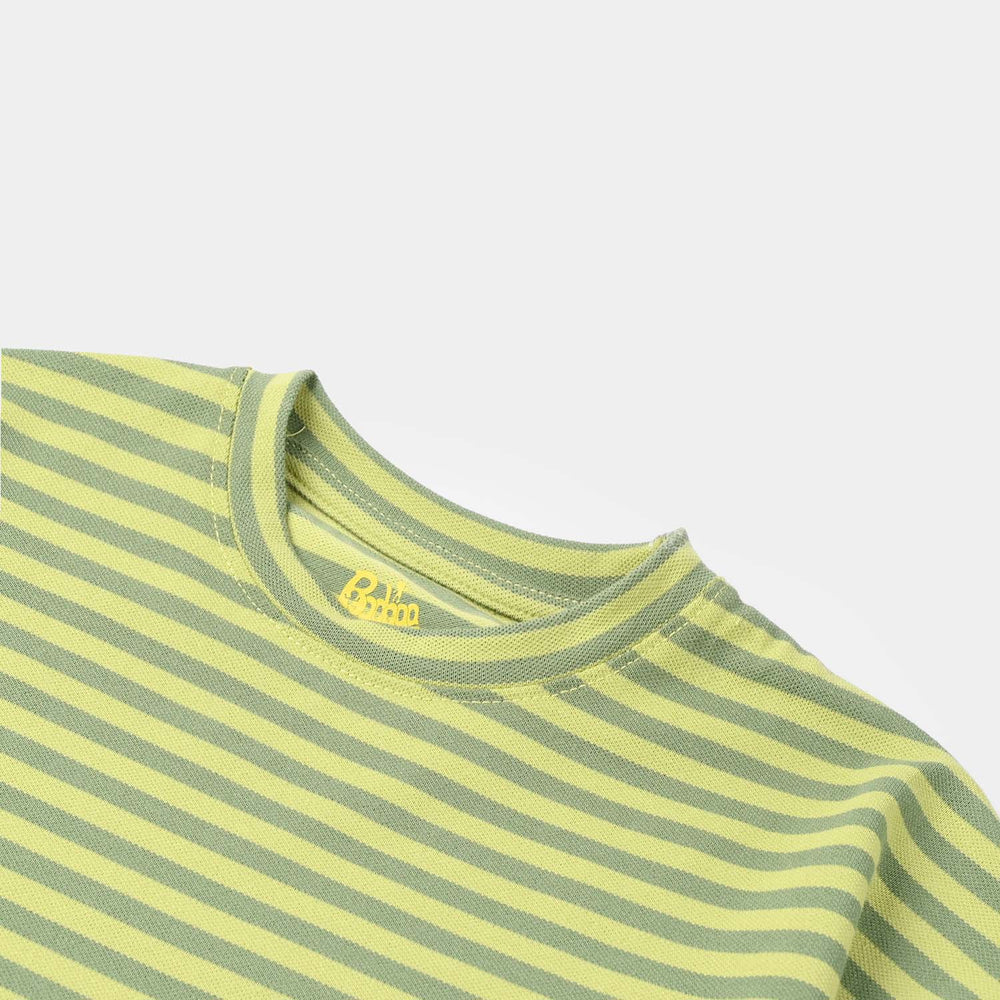 Boys Cotton PK Striped T-Shirt – Green