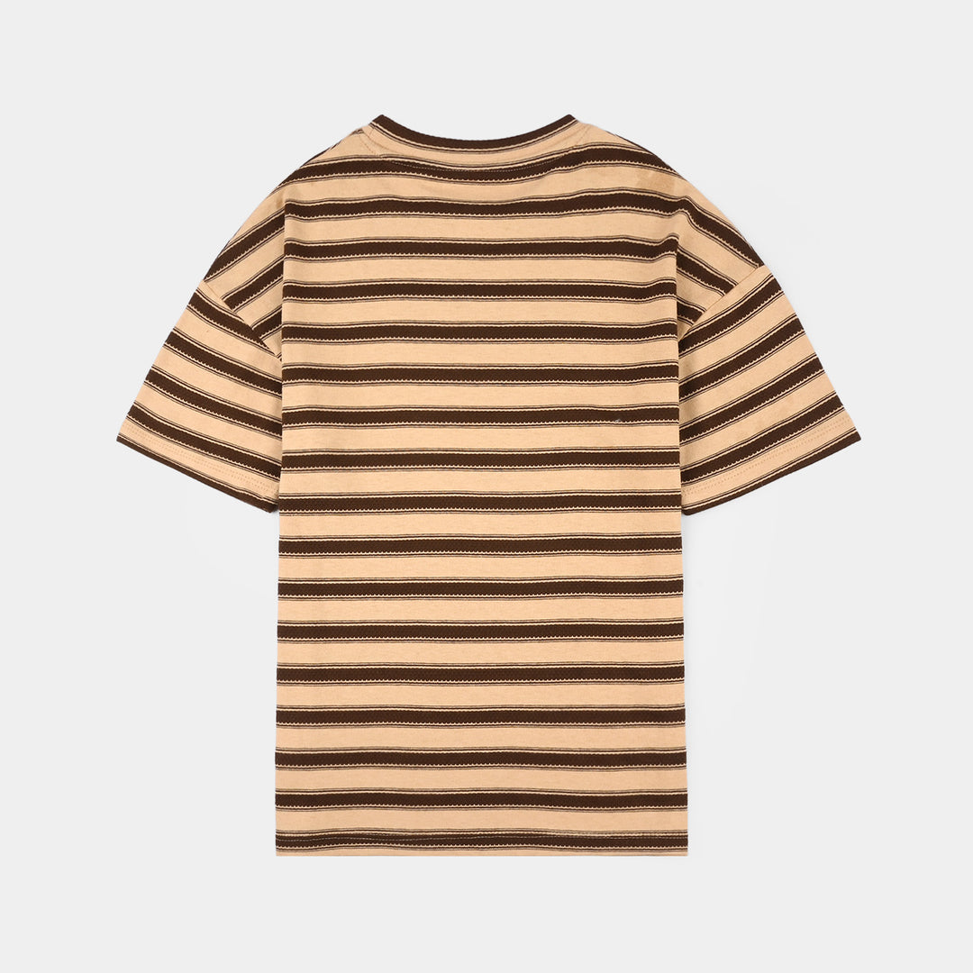 Boys Jacquard T-Shirt (You Can Do It) - Brown