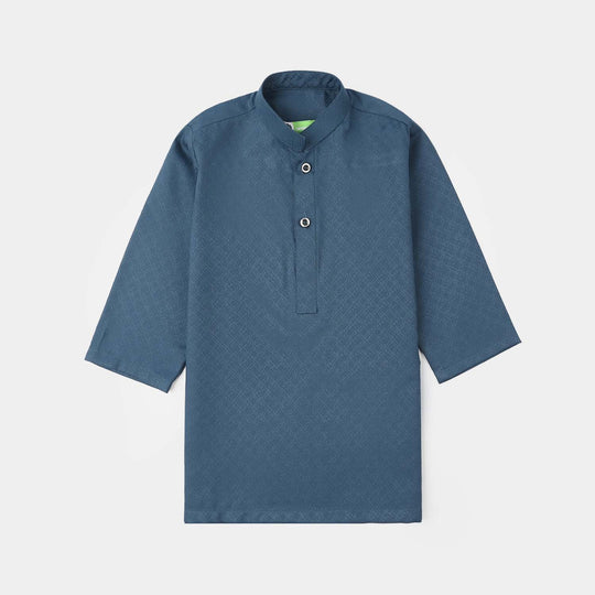 Infant Boys Poly Viscose Basic Kurta (Jacquard) - Teal Green