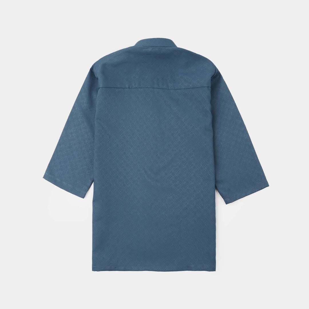 Infant Boys Poly Viscose Basic Kurta (Jacquard) - Teal Green