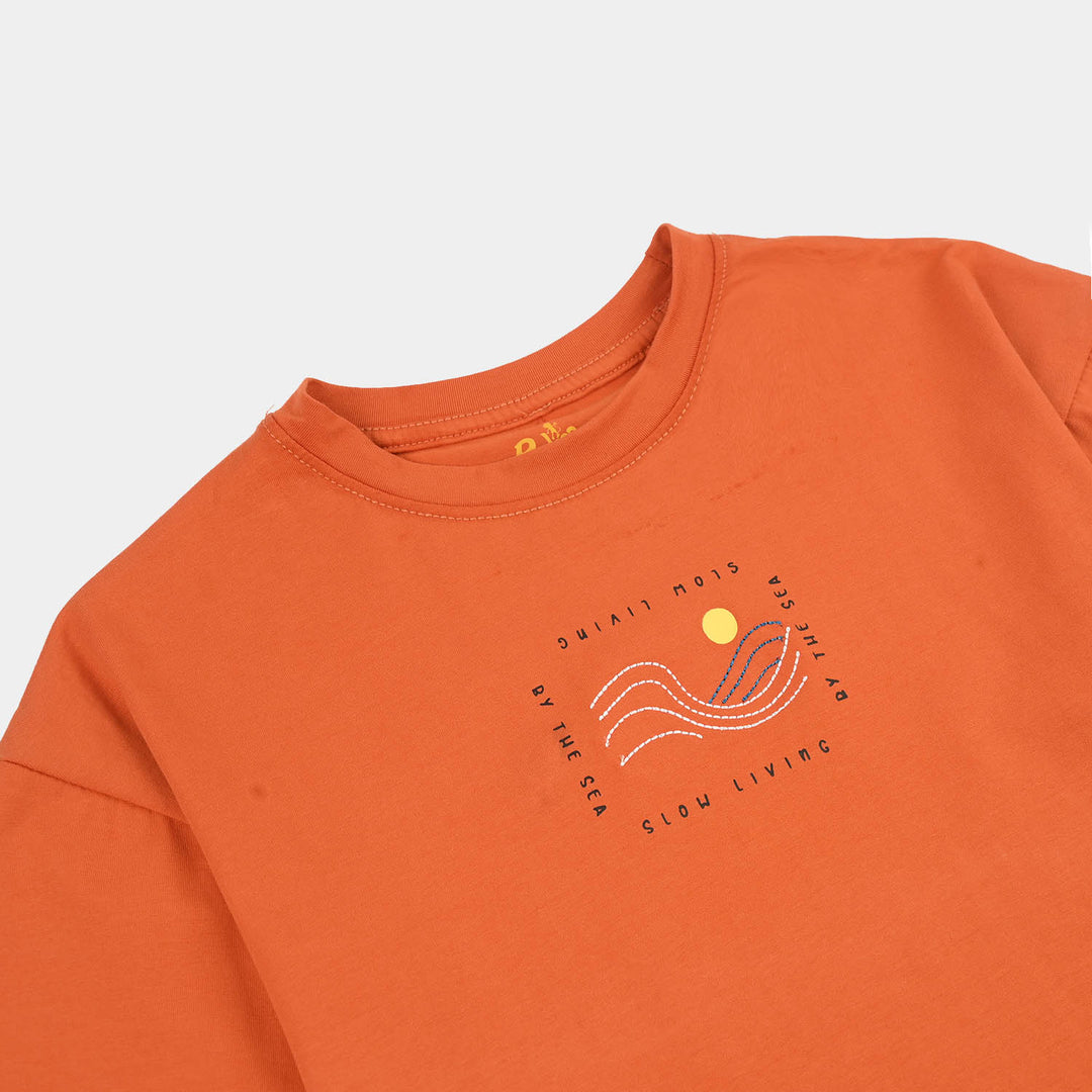 Boys Lycra Jersey T-Shirt (Slow Living) - Orange