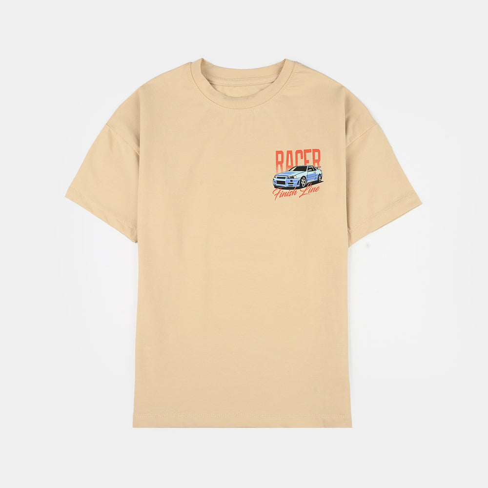 Boys Lycra Jersey T-Shirt (Legendary Racer) - Beige