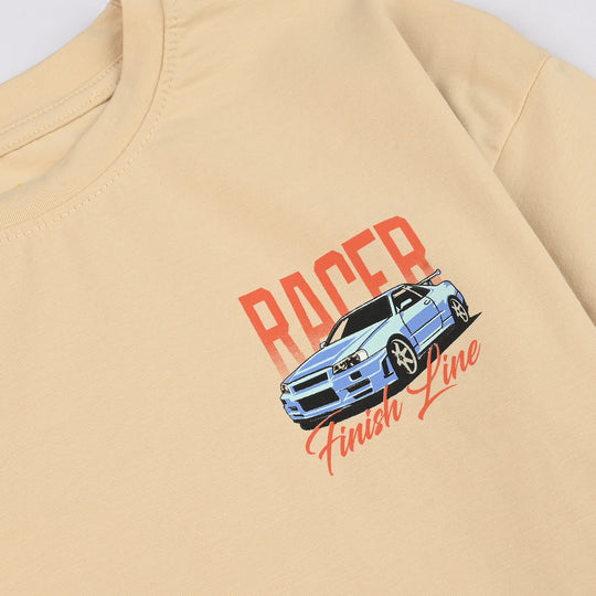 Boys Lycra Jersey T-Shirt (Legendary Racer) - Beige