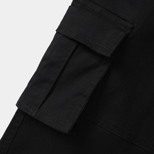Girls Cotton Twill Pants Seam - Black