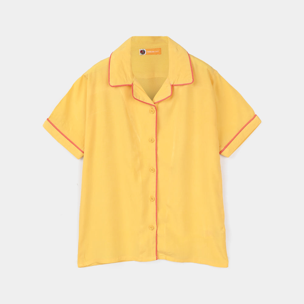Girls Viscose Night Suit - Yellow