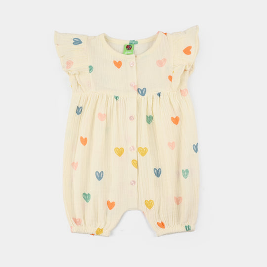 Infant Girls Gauze Woven Romper - Off White