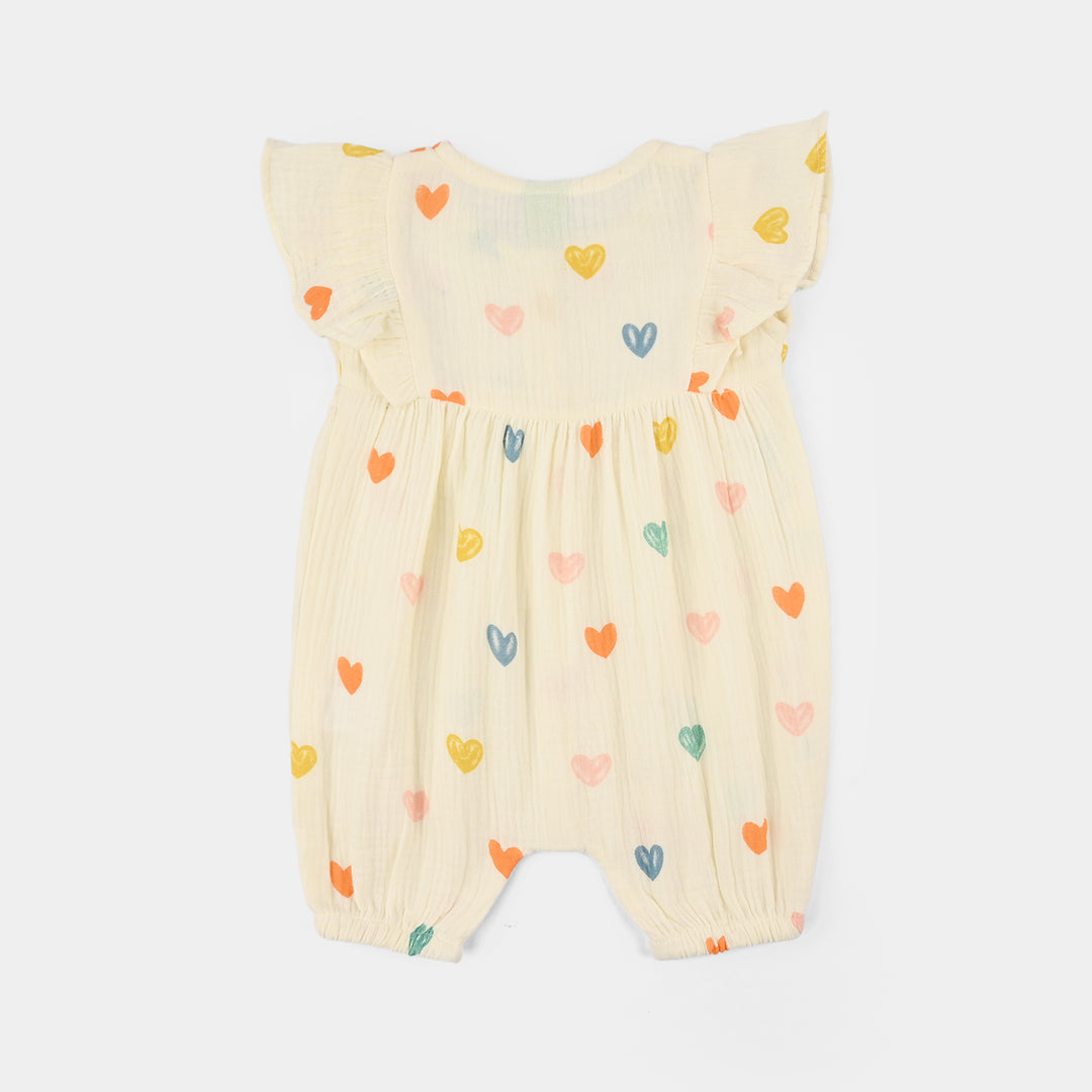 Infant Girls Gauze Woven Romper - Off White