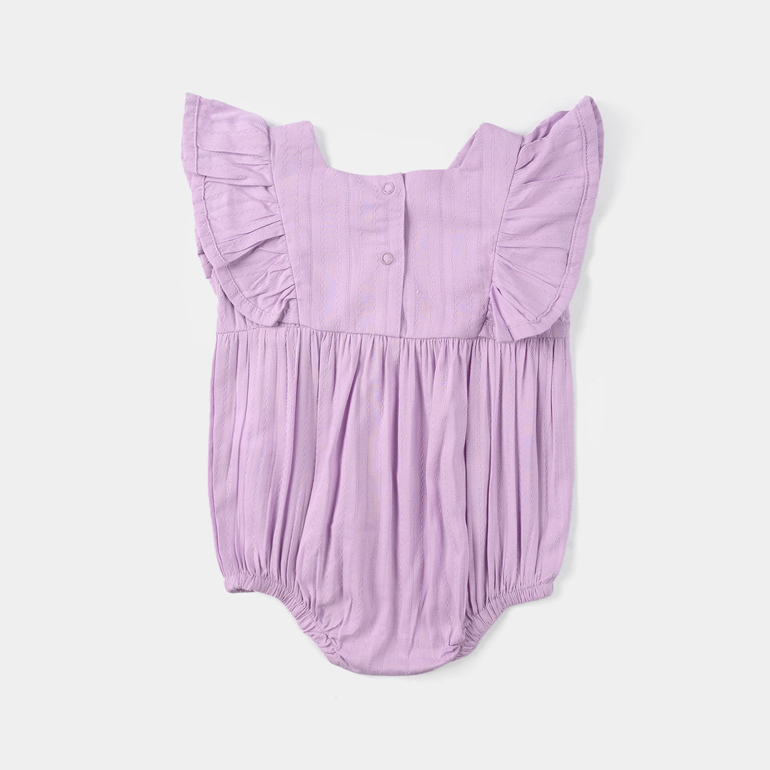Infant Girls Cotton Jacquard Woven Romper - Lilac