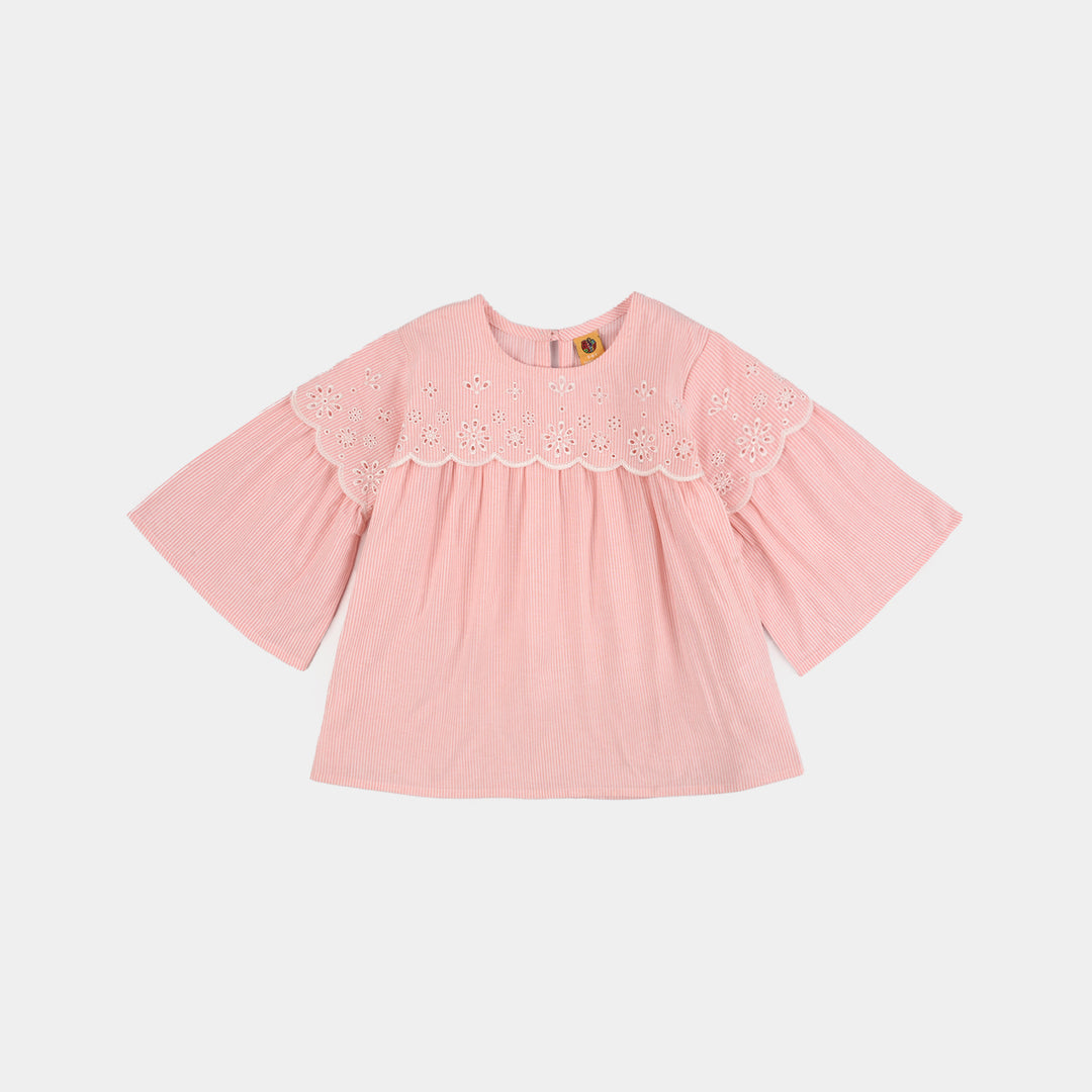 Girls Cotton Emb Top Lake-Peach