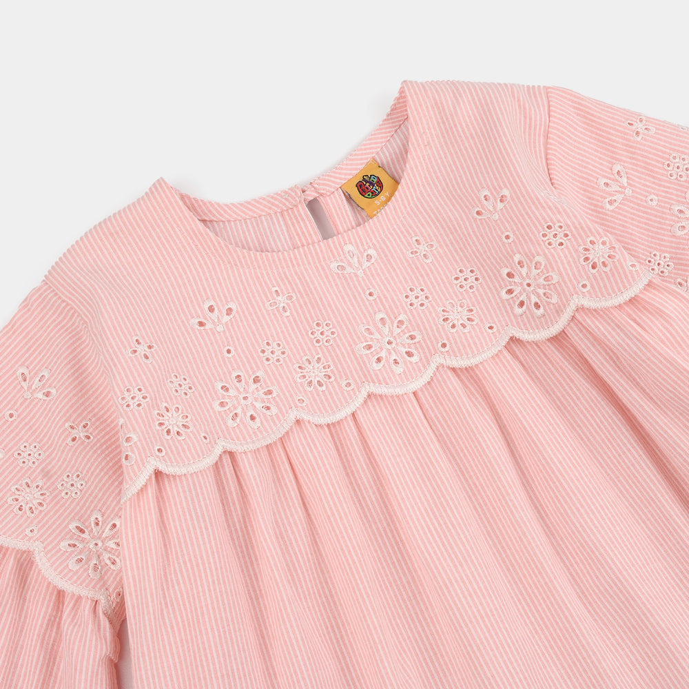 Girls Cotton Emb Top Lake-Peach