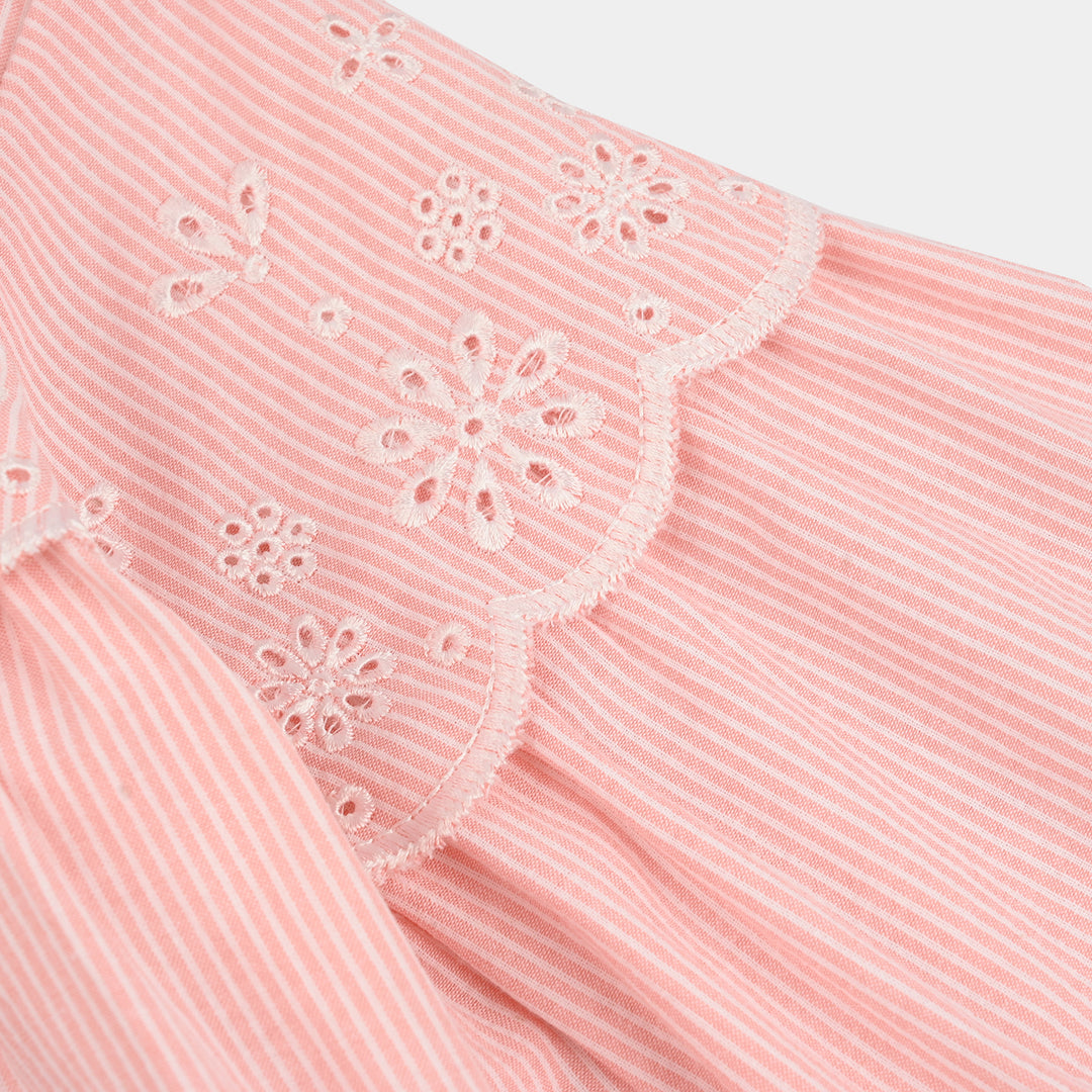 Girls Cotton Emb Top Lake-Peach