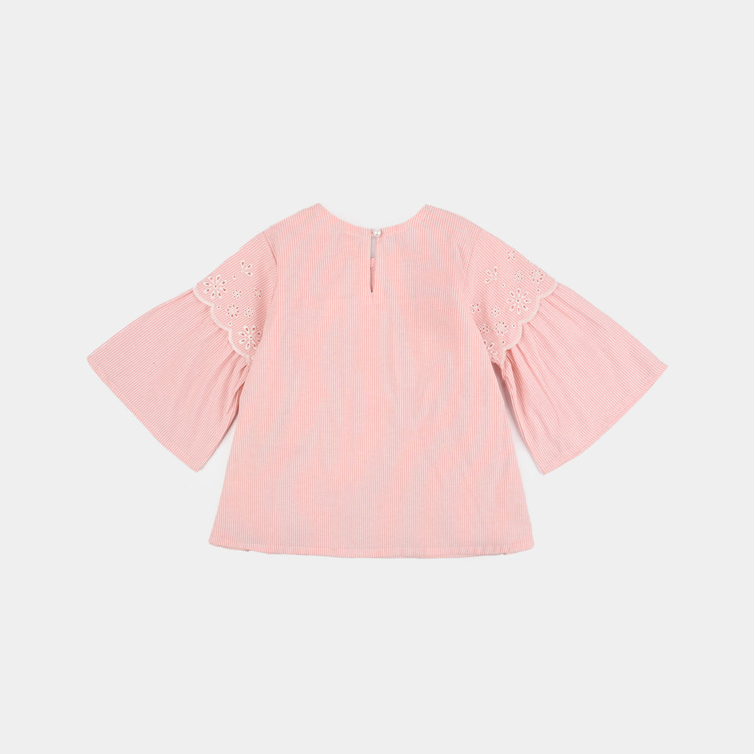 Girls Cotton Emb Top Lake-Peach