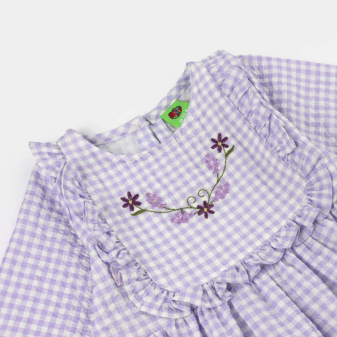 Infant Girls Cotton Embroidered Top (Lilly) - Lilac