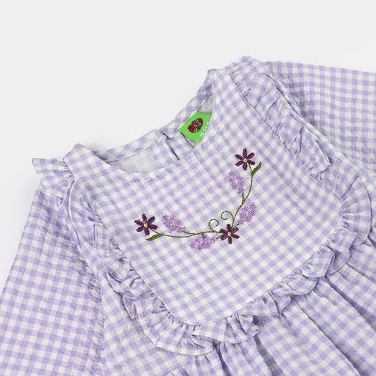 Infant Girls Cotton Embroidered Top (Lilly) - Lilac