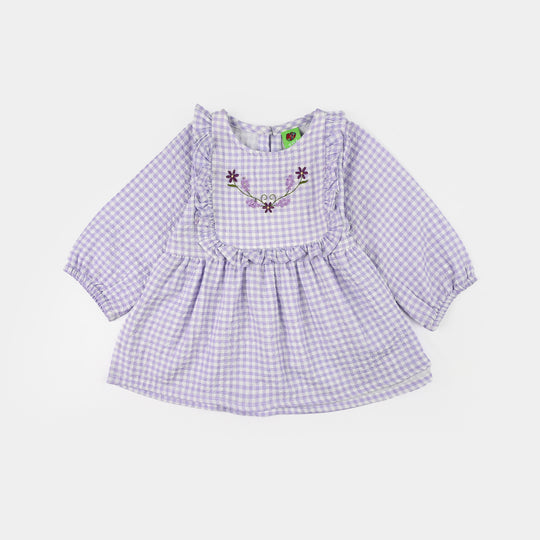 Infant Girls Cotton Embroidered Top (Lilly) - Lilac