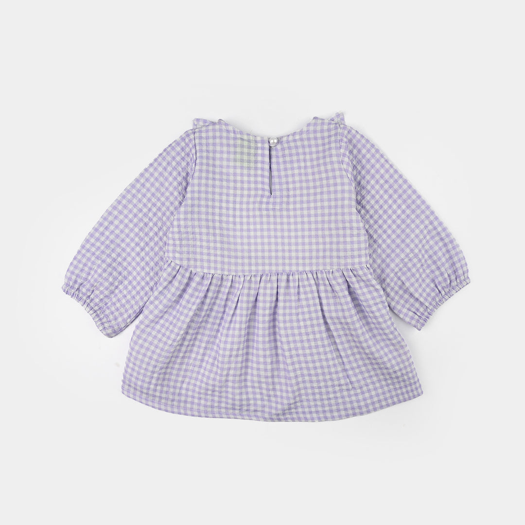 Infant Girls Cotton Embroidered Top (Lilly) - Lilac