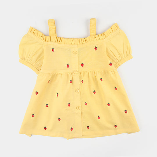 Infant Girls Jacquard Emb Top Strawberries - Yellow