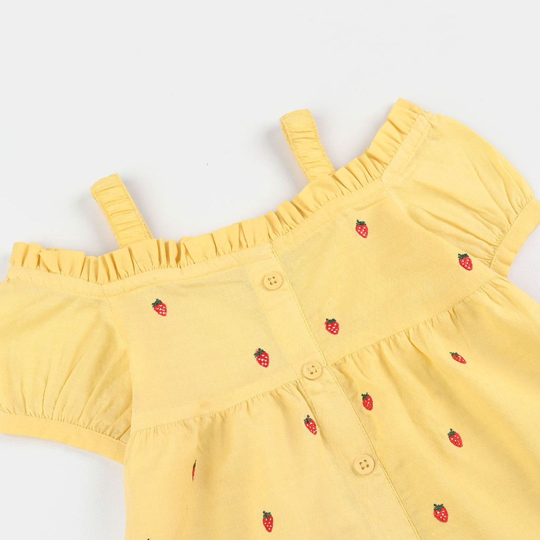 Infant Girls Jacquard Emb Top Strawberries - Yellow