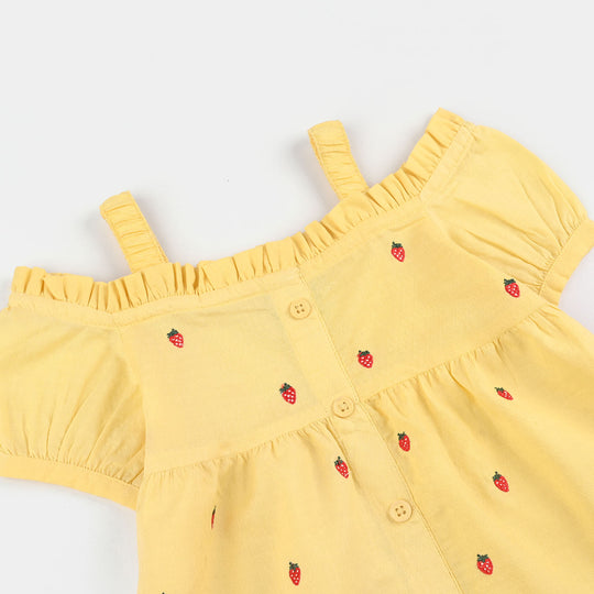Infant Girls Jacquard Emb Top Strawberries - Yellow