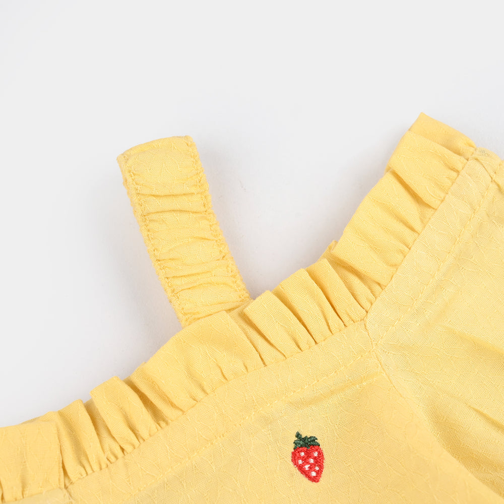Infant Girls Jacquard Emb Top Strawberries - Yellow