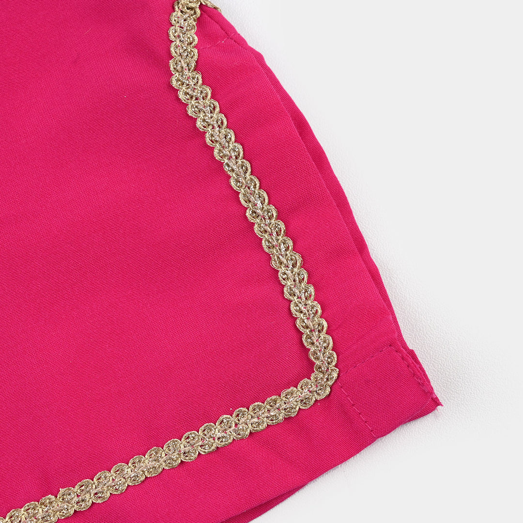 Infant Girls Poly Cambric 2Pc Set (Guddi) - Bright Pink