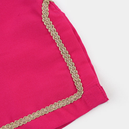 Infant Girls Poly Cambric 2Pc Set (Guddi) - Bright Pink