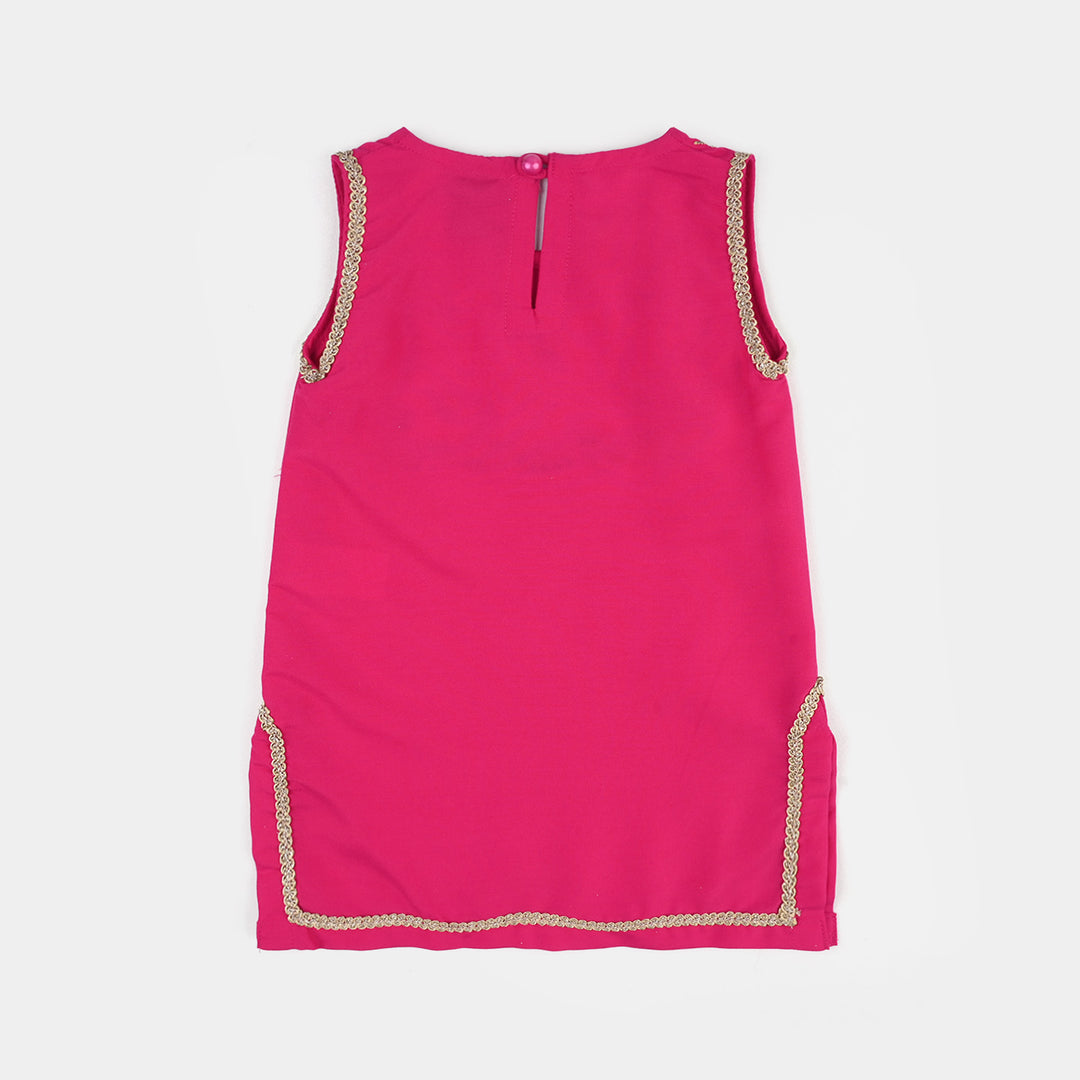 Infant Girls Poly Cambric 2Pc Set (Guddi) - Bright Pink