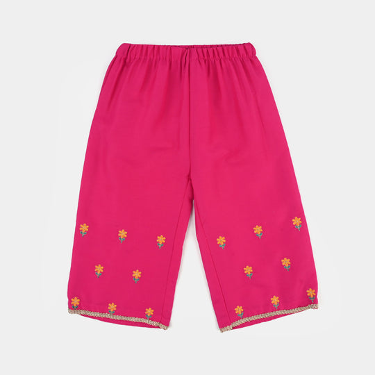 Infant Girls Poly Cambric 2Pc Set (Guddi) - Bright Pink