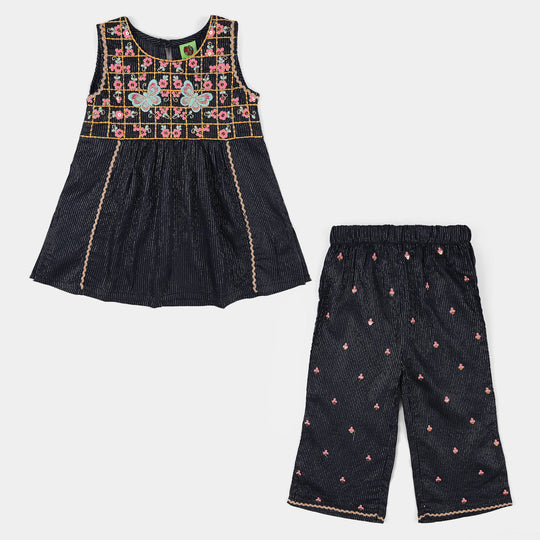 Infant Girls Jacquard 2-Piece Set (Joyfull) - Navy Blue