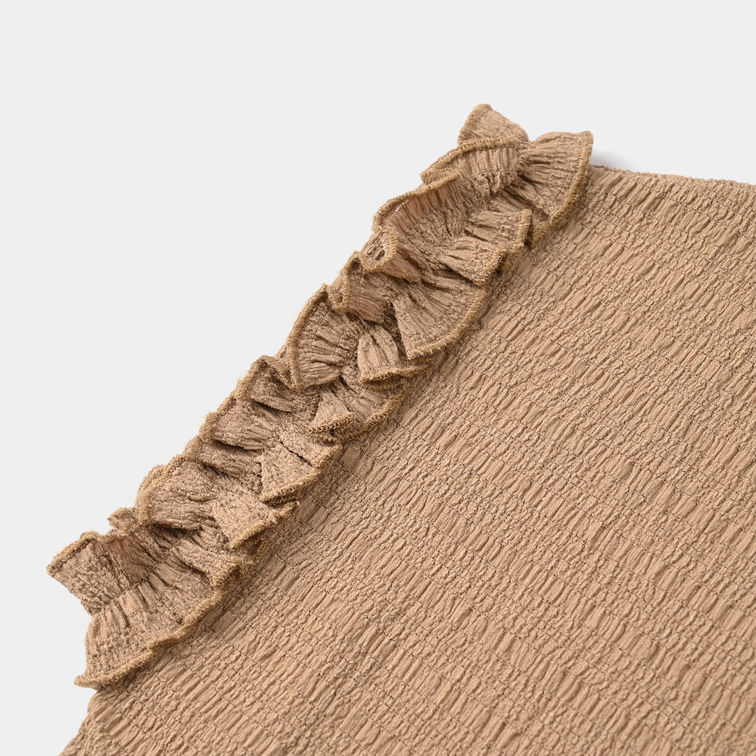 Girls China Fabric T-Shirt (Brown Knot) – Brown