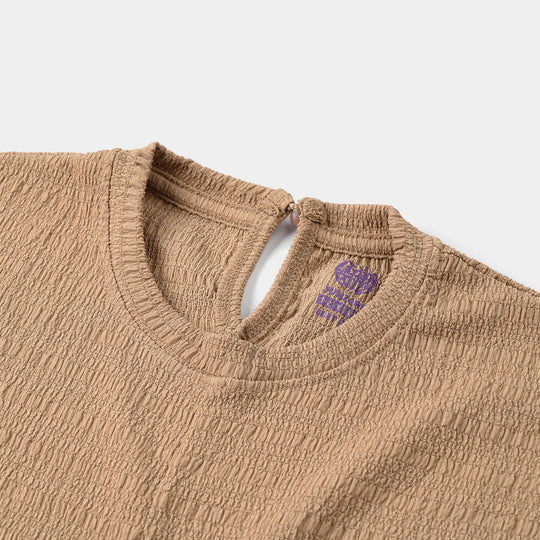 Girls China Fabric T-Shirt (Brown Knot) – Brown