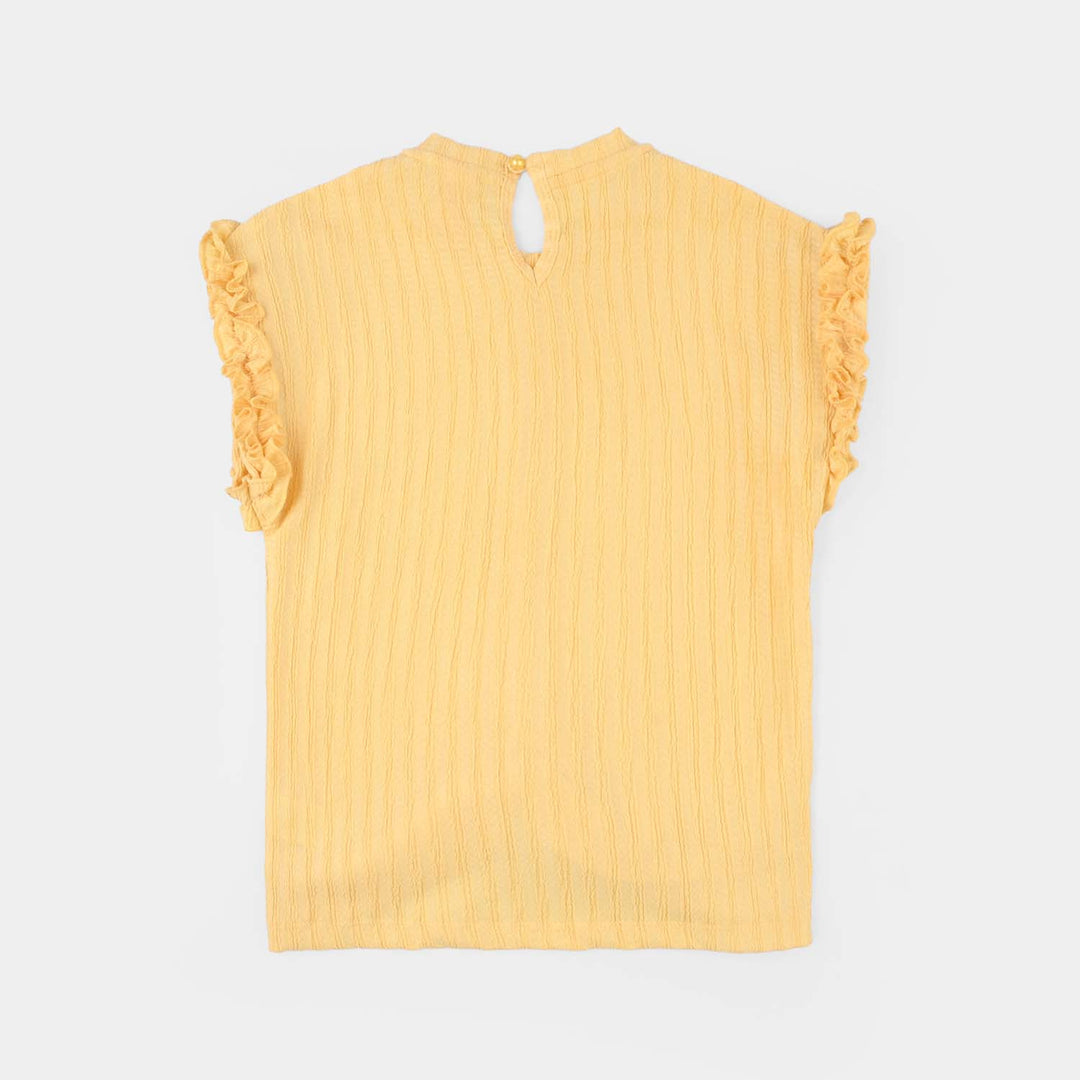 Girls Knitted jacquard T-Shirt (Knot) - Yellow